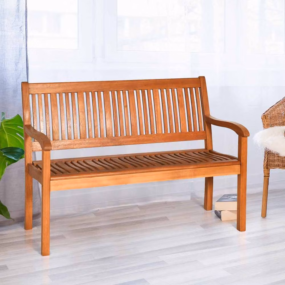 Costway Eucalyptus Wood Dining Bench in Pale Orange – 2
