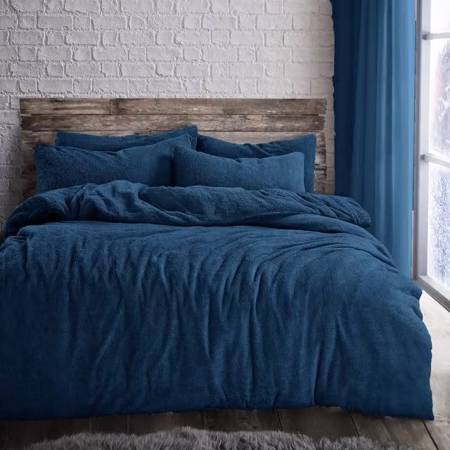 VELOSSO Blue Thermal Fleece Duvet Set and Pillowcase, W/D/H: 180 x 200 cm