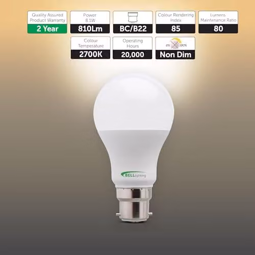 BELL Lighting B22 Bayonet LED Bulbs, Warm White, 8.1W, 810lm, Pack of 3 – 2