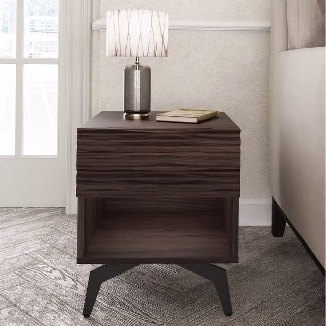 GFW Bantham Modern Square Wood Lamp Table in Brown