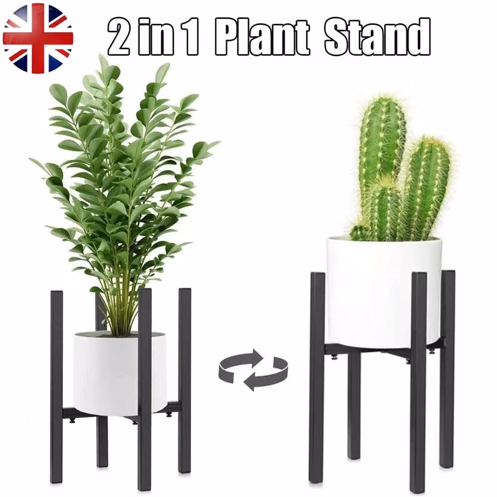 Nordara 2-in-1 Adjustable Metal Plant Stand and Pot Holder in Black – 3