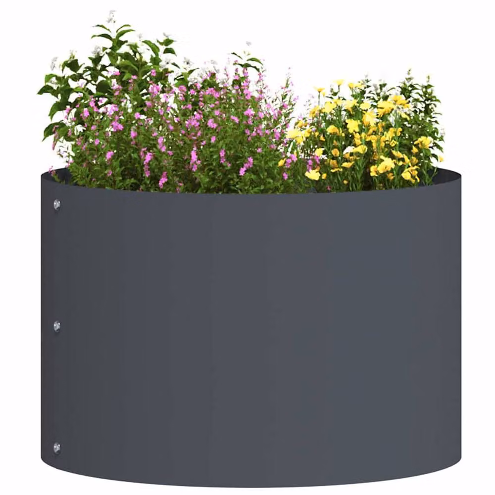 Berkfield Home Anthracite Metal Planter with Dark Grey Decorative Inlays – 2
