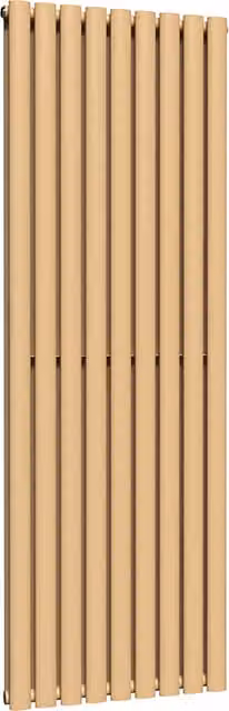 Lux Heat Oval Coloured Vertical Double Radiator in Caramel Fudge, H: 160 cm, W: 54 cm