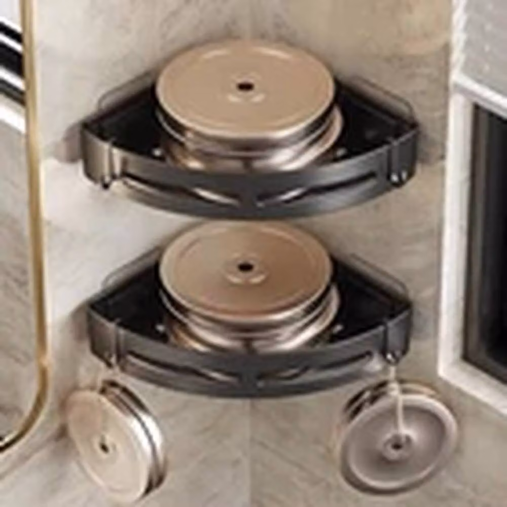 EONLION 2 Pack Black Metal Wall Mounted Corner Shower Caddy with Hooks – 4