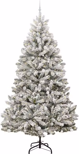 Berkfield Home Elegant Artificial Christmas Tree in Green and White, Height: 270 cm