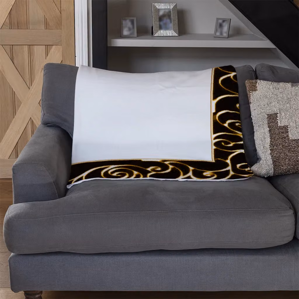 Benjamin Tate Design Ancient Egyptian Border Fleece Blanket in Black and Beige, W/D/H: 120 x 150 cm – 3