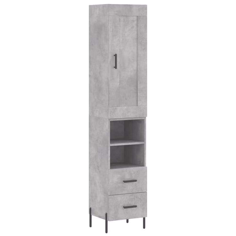 Berkfield Home Industrial Highboard in Concrete Grey, W/D/H: 34.5 x 34 x 180 cm – 3