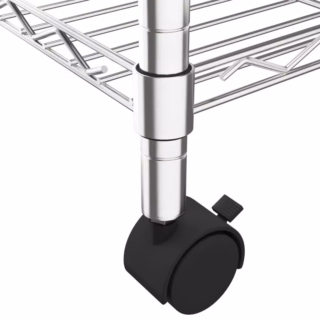 Berkfield Home 5-Tier Metal Storage Shelf with Wheels in Silver, W/D/H: 75 x 35 x 155 cm – 2
