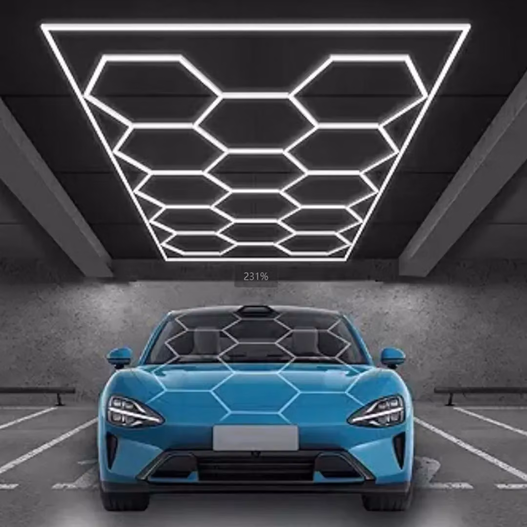 SPETLEK 14 Hexagon LED Ceiling Lighting in White for Garage, Workshop or Home Office – 3