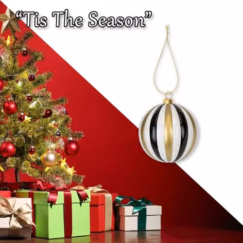VFM e-Store Christmas Hanging Bauble Decoration in Gold, Black and White – 5