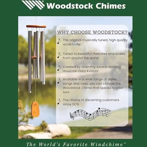 Woodstock Chimes Zenergy Meditation Desk Relaxation Tabletop Chime in Silver and Multicolour – 6