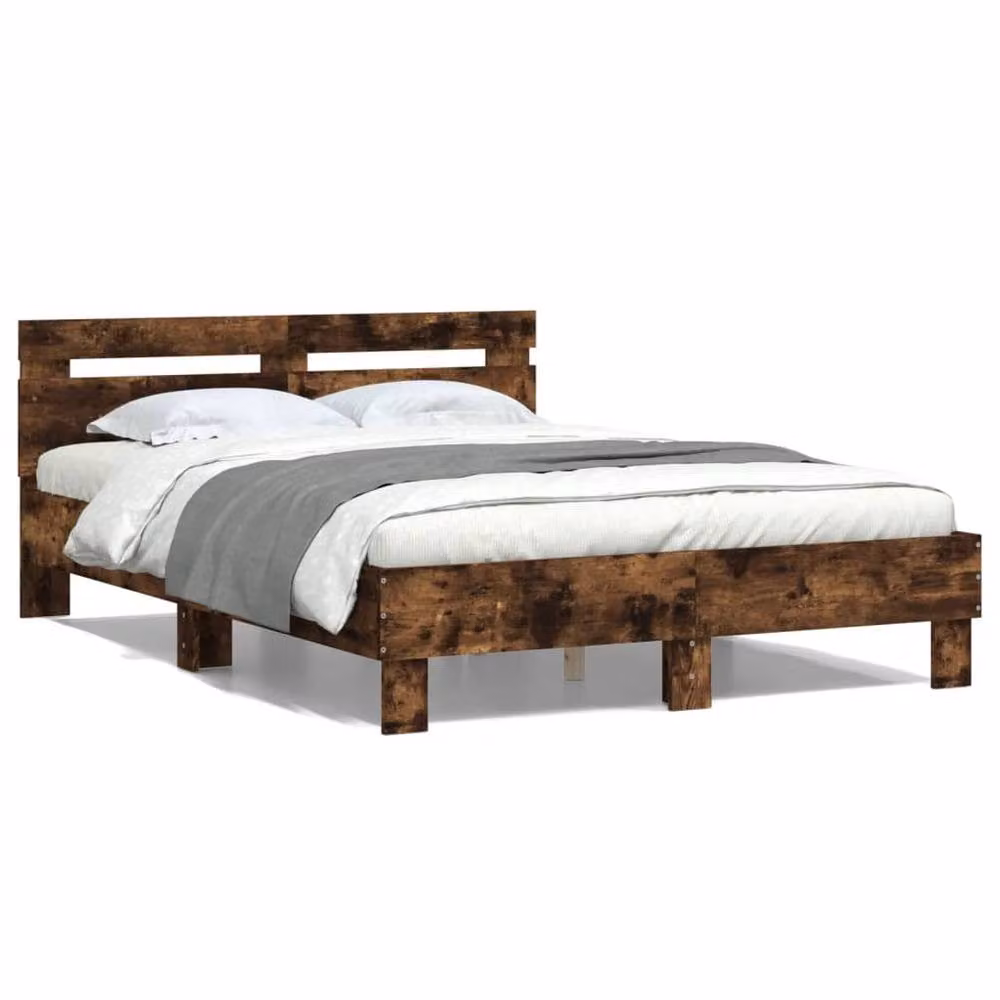 Berkfield Home Durable Bed Frame in Smoked Oak Brown, W/D/H: 120 x 200 x 70 cm – 3