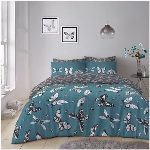GAVENO CAVAILIA Blue Graphic Printed Double Duvet Cover and Pillowcase Set, W/D/H: 200 x 200 cm