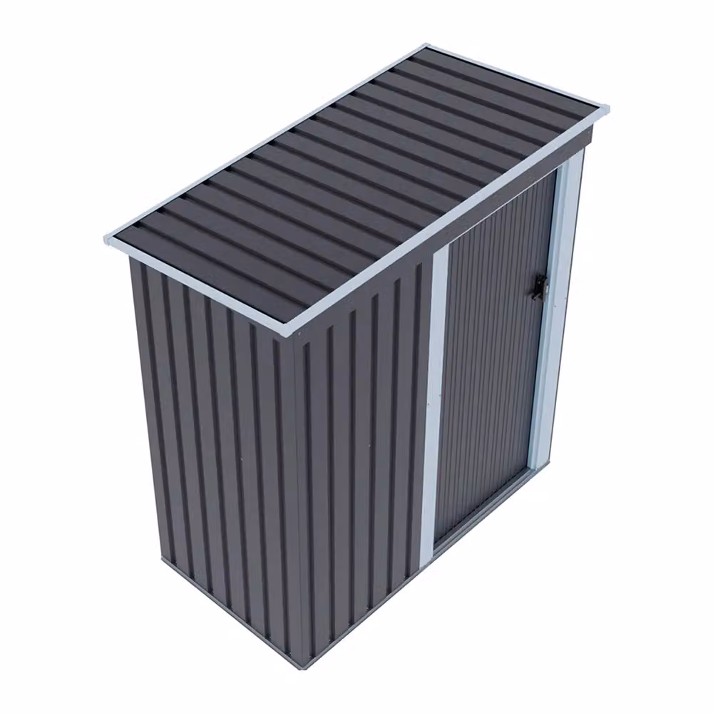 Living and Home Black Metal Pent Outdoor Storage Shed with Lockable Sliding Door, W/D/H: 152.4 x 91.44 x 182.0 cm – 6