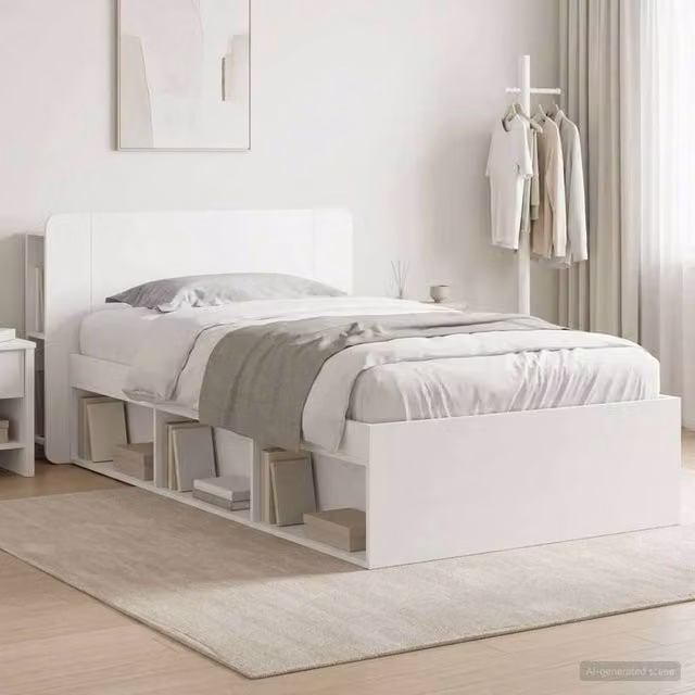 Berkfield Home Modern White Bed Frame with Storage Drawers in Engineered Wood W/D/H: 190 x 75 x 80 cm – 1