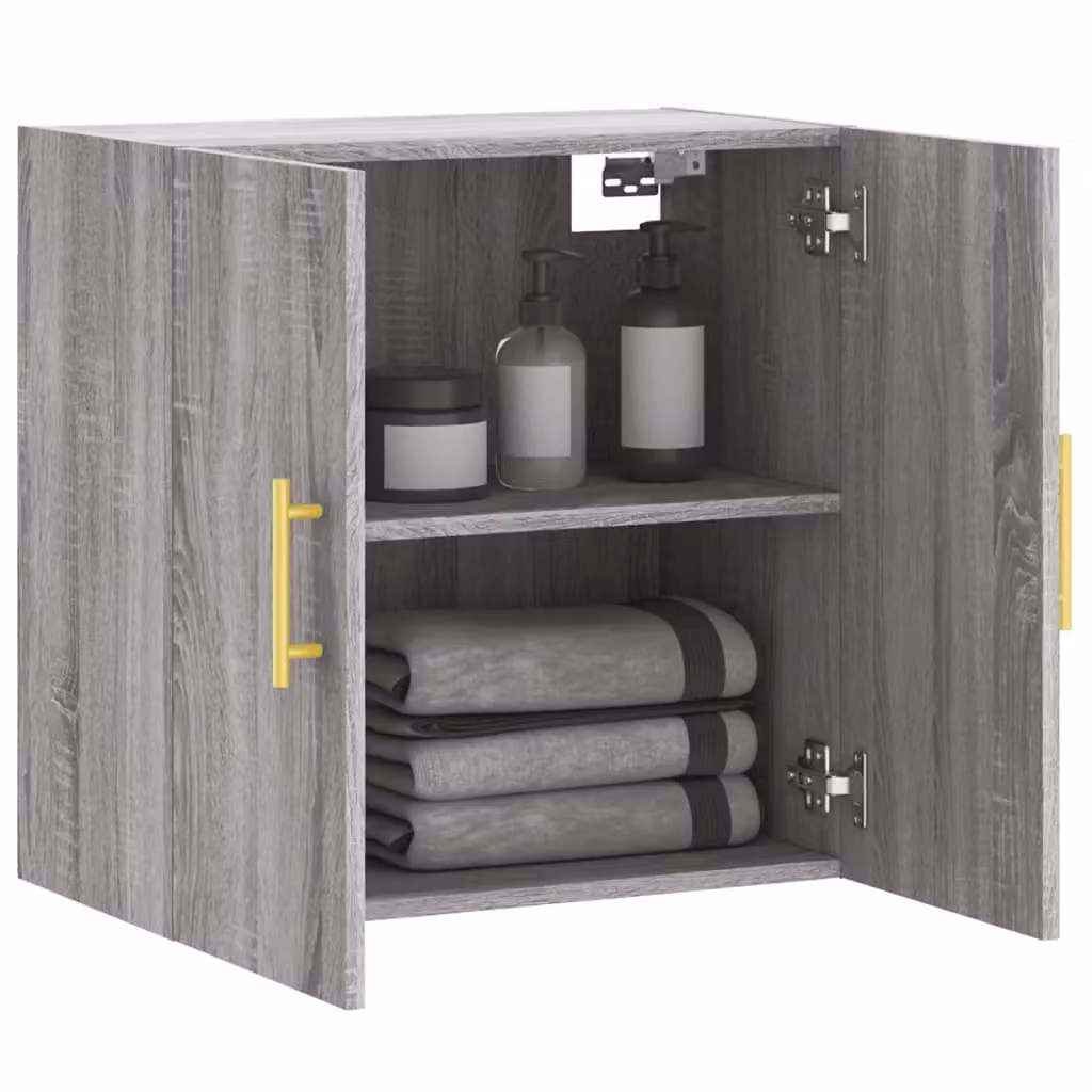 Berkfield Home Modern Wall Mounted Cabinet in Grey, W: 60 cm, D: 31 cm, H: 60 cm – 3