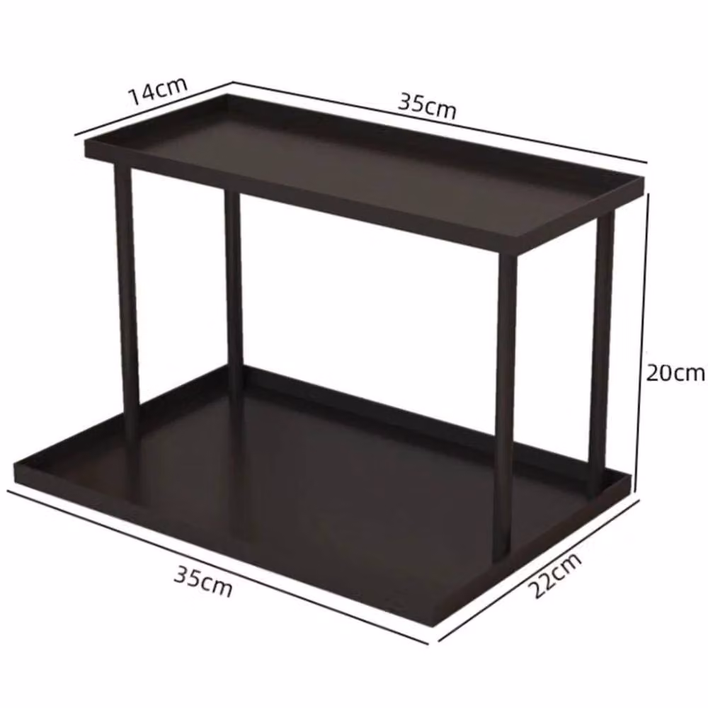KORVIXA Black 2 Tier Metal Desk Coffee Mug Holder Rack with Shelf – 2