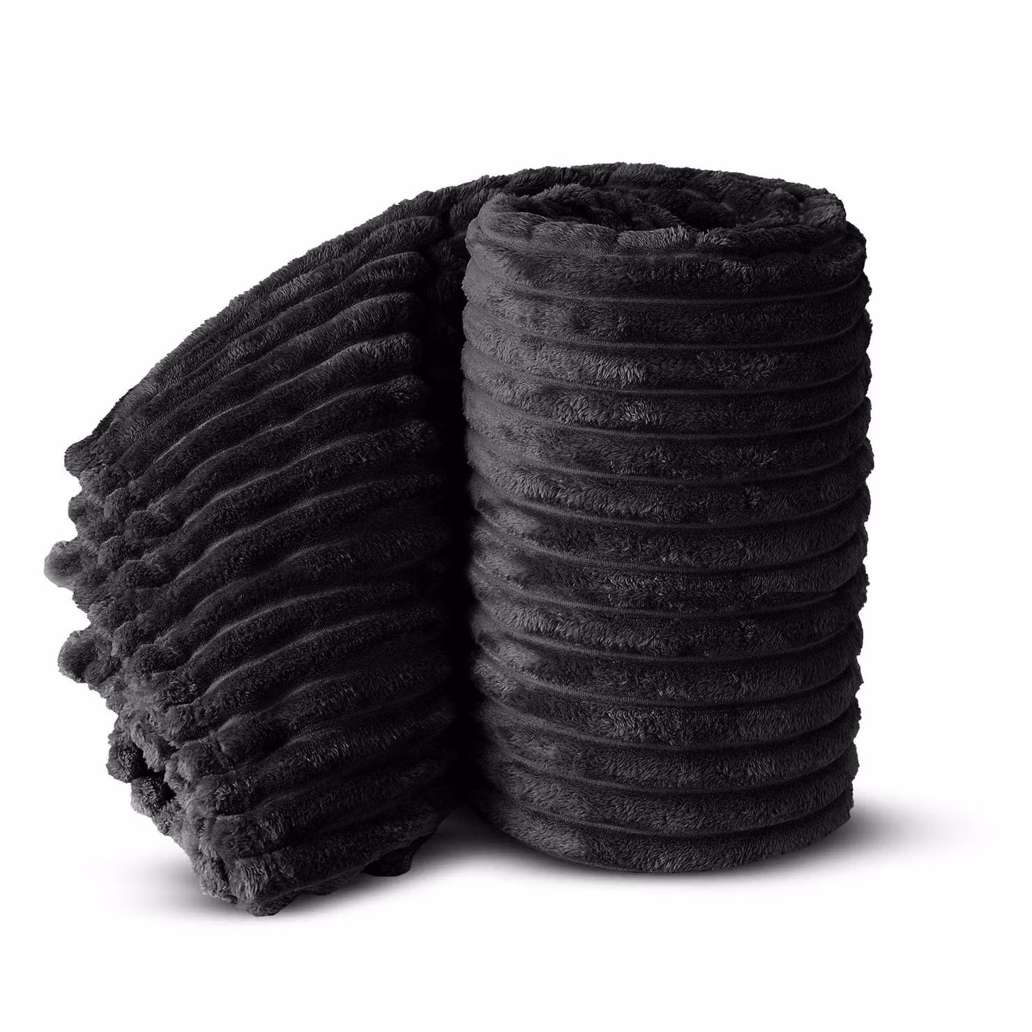 Velosso Super Soft Chunky Cord Blanket Throw in Black, W: 150 cm, L: 200 cm – 2