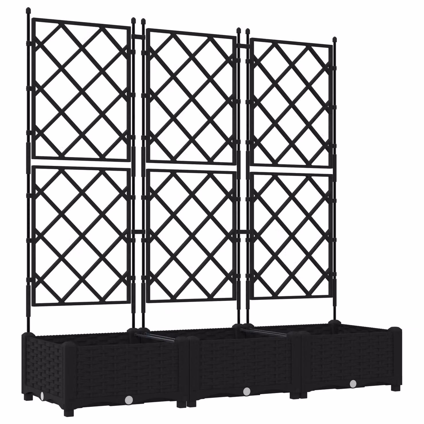 Berkfield Home Garden Planter with Trellis, 3 Piece Set, Black, W: 120 cm, D: 40 cm, H: 125.5 cm – 2