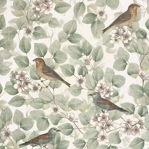 Arthouse Birds and Blossoms Green Washable Floral and Botanical Pattern Wallpaper – 1