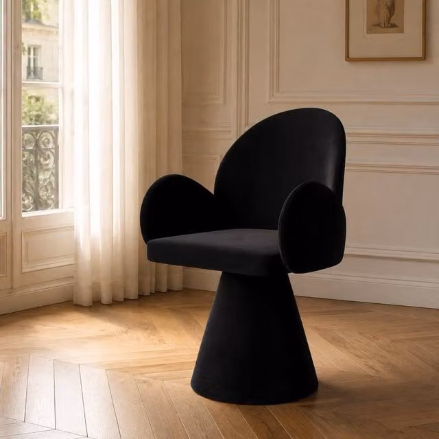 STILVORA Modern Rotating Stool in Black Fabric – 1