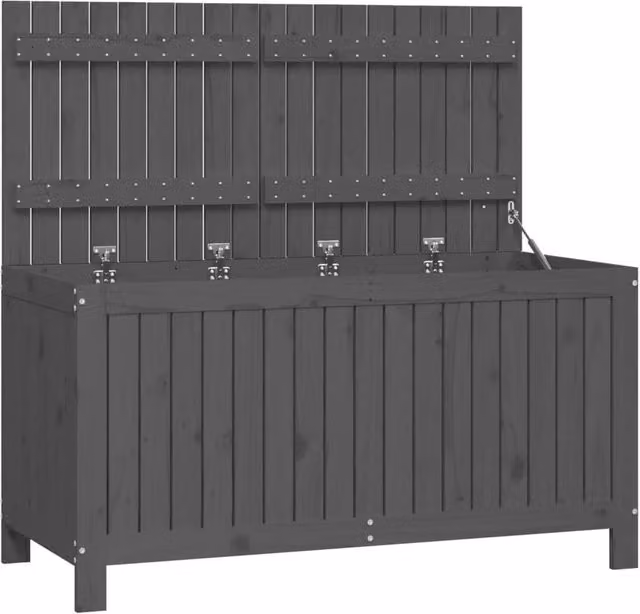 Berkfield Home Garden Grey Rustic Solid Pine Wood Storage Box W/D/H: 121 x 55 x 64 cm – 1