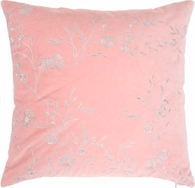 Divante Sakura Floral Embroidered Square Cushion - Pink