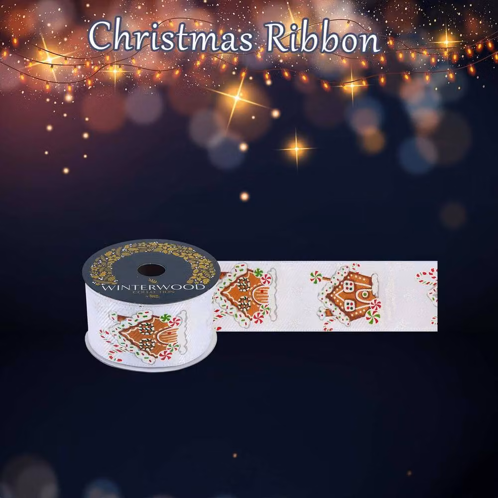 VFM e-Store White Christmas Ribbon Garland for Festive Parties, W: 7 cm, H: 10 cm – 3