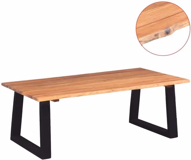 Berkfield Home Solid Acacia Wood Live Edge Coffee Table, Brown, W: 110 cm, D: 60 cm, H: 40 cm