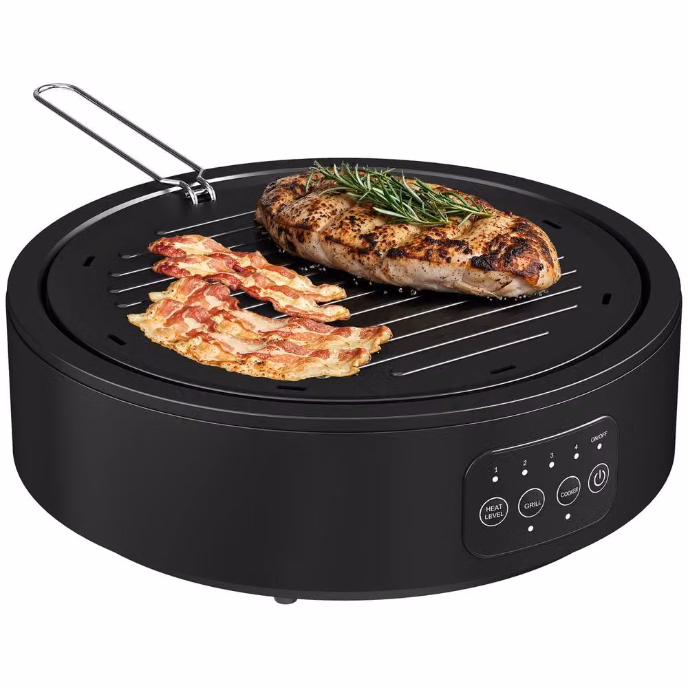 HOMCOM Electric Ceramic Hob with Grill Plate in Black – 1