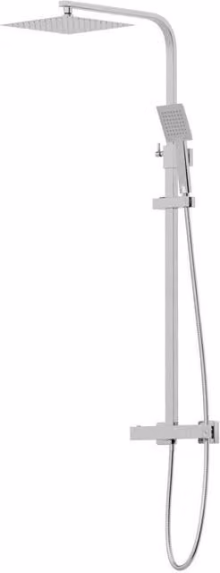KORVIXA Modern Thermostatic Exposed Single Lever Shower Mixer in Silver Chrome