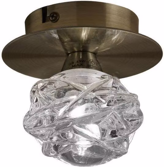 Netlighting Maremagnum Single Light Ceiling Lamp in Antique Brass and Bronze with Transparent Glass Shade and G9 Bulb