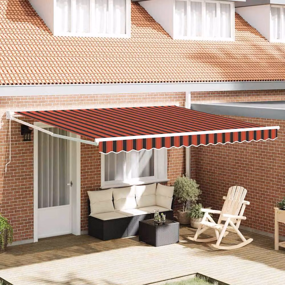 Berkfield Home Manual Retractable Striped Awning in Red, W: 350 cm, D: 250 cm – 2