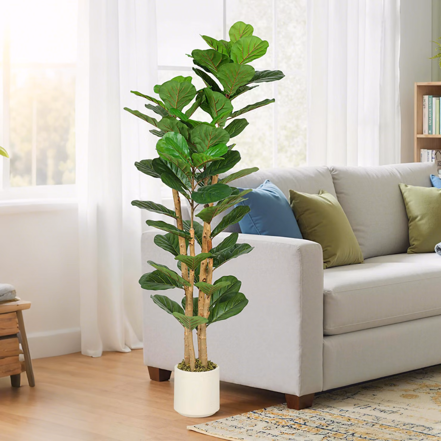 HOMCOM 150 cm Artificial Fiddle Leaf Fig Tree in Green – 2
