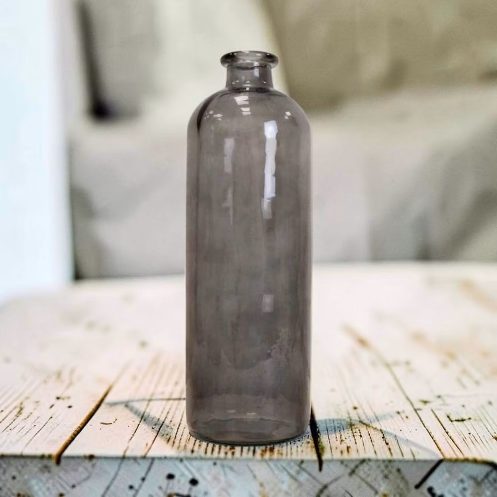 Four Candle Smoky Grey Tall Glass Bottle Vase, Height: 34 cm – 2