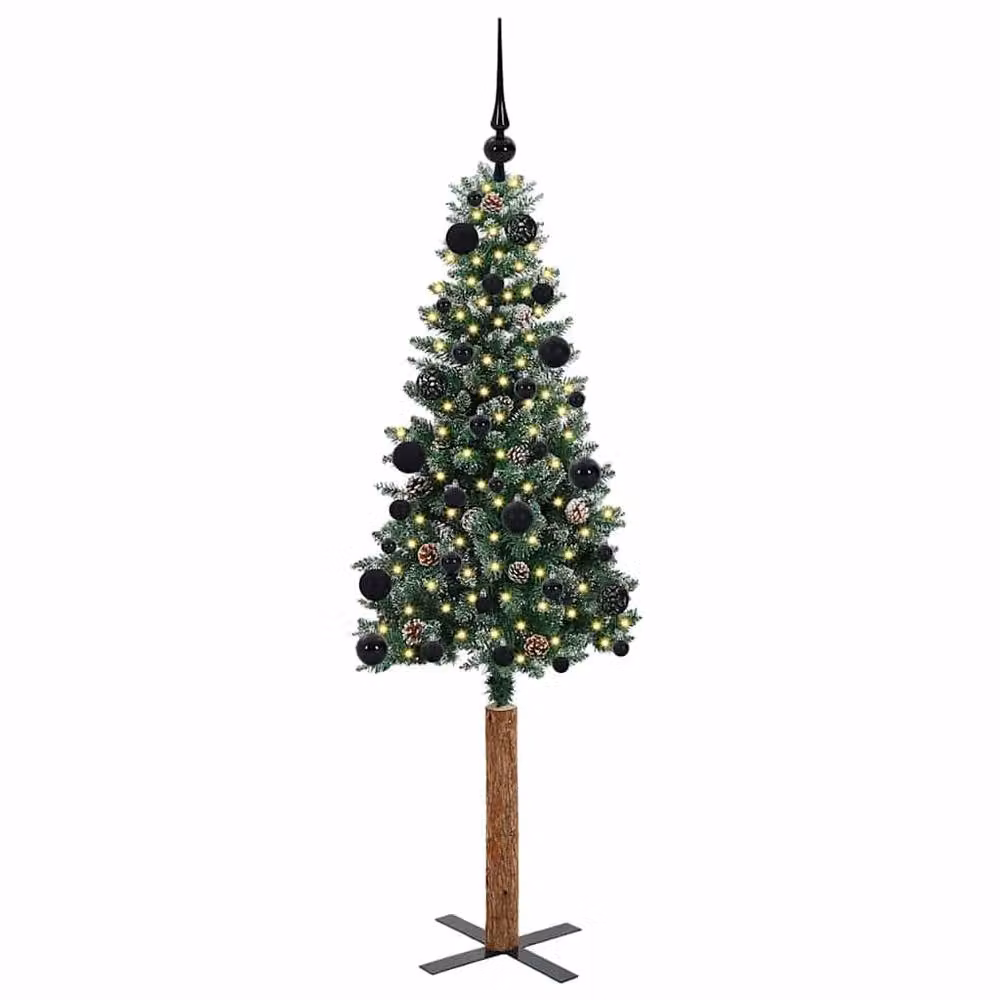 Berkfield Home Slim Christmas Tree with 150 LEDs in Green and White, Height: 150 cm – 2