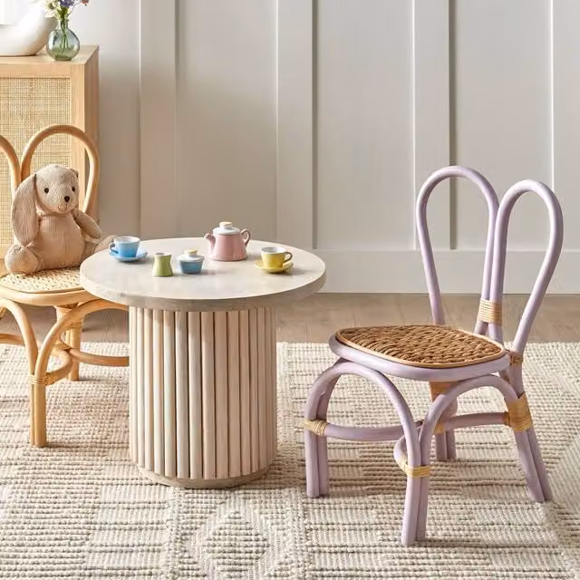 Wyld Haus Kids Rattan Chair in Purple with Heart Backrest – 1