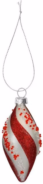VFM e-Store Red Striped Glass Candy Cane Christmas Hanging Decoration, W: 7 cm, H: 14 cm – 1