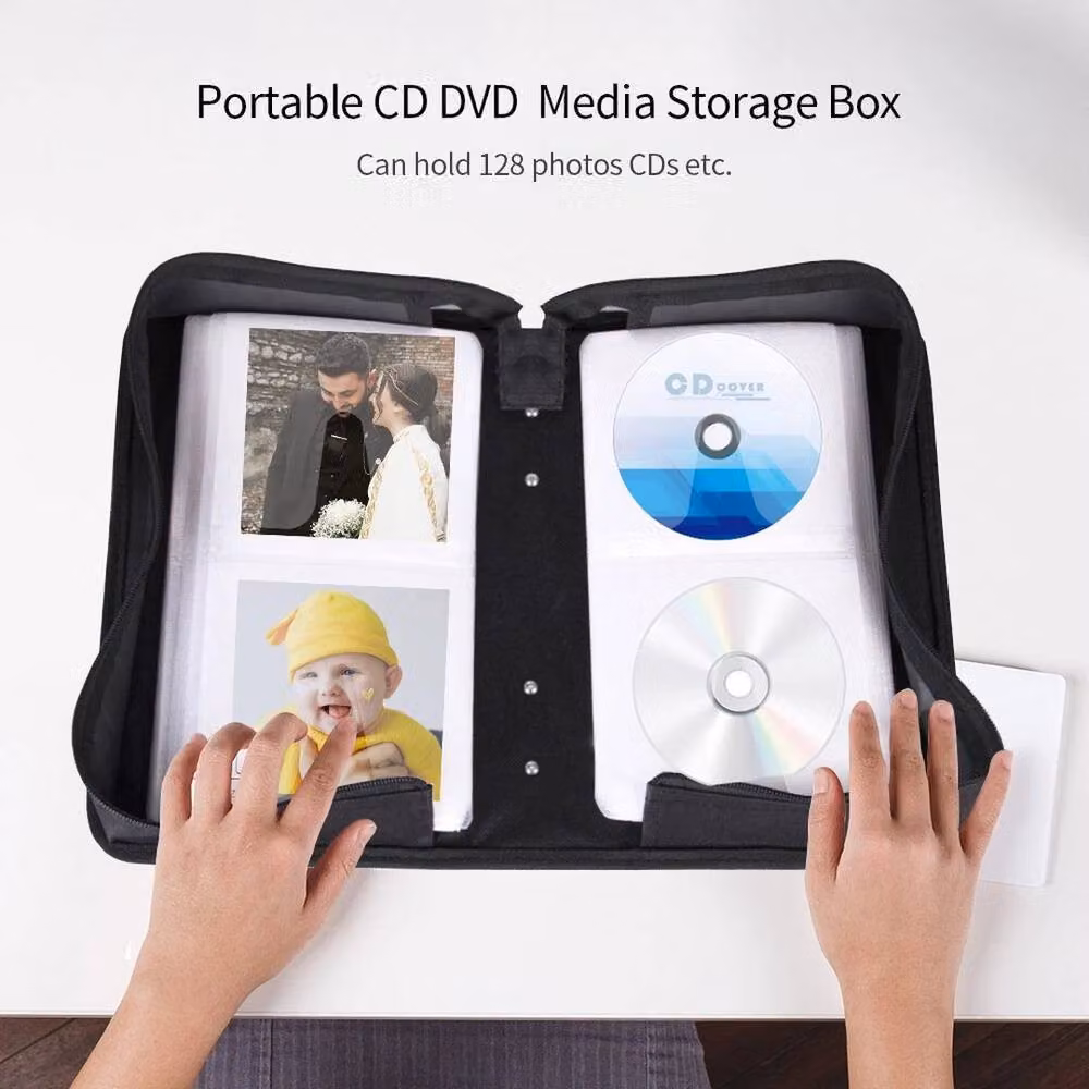 EONLION 128 CD/DVD Storage Wallet and Car Disc Holder in Black, Width: 50 cm – 5