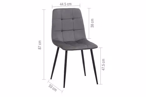 Birlea Axel Set of 2 Grey Velvet Fabric Dining Chairs – 2