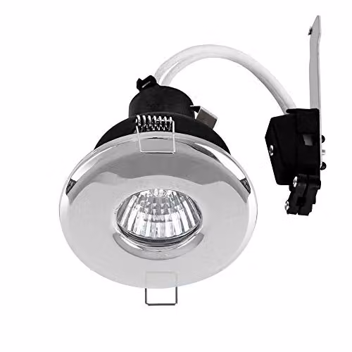 MiniSun Pack of 4 Polished Chrome Recessed Ceiling Downlights with 5W Cool White LED Bulbs, IP65 Waterproof for Shower and Bathroom Use