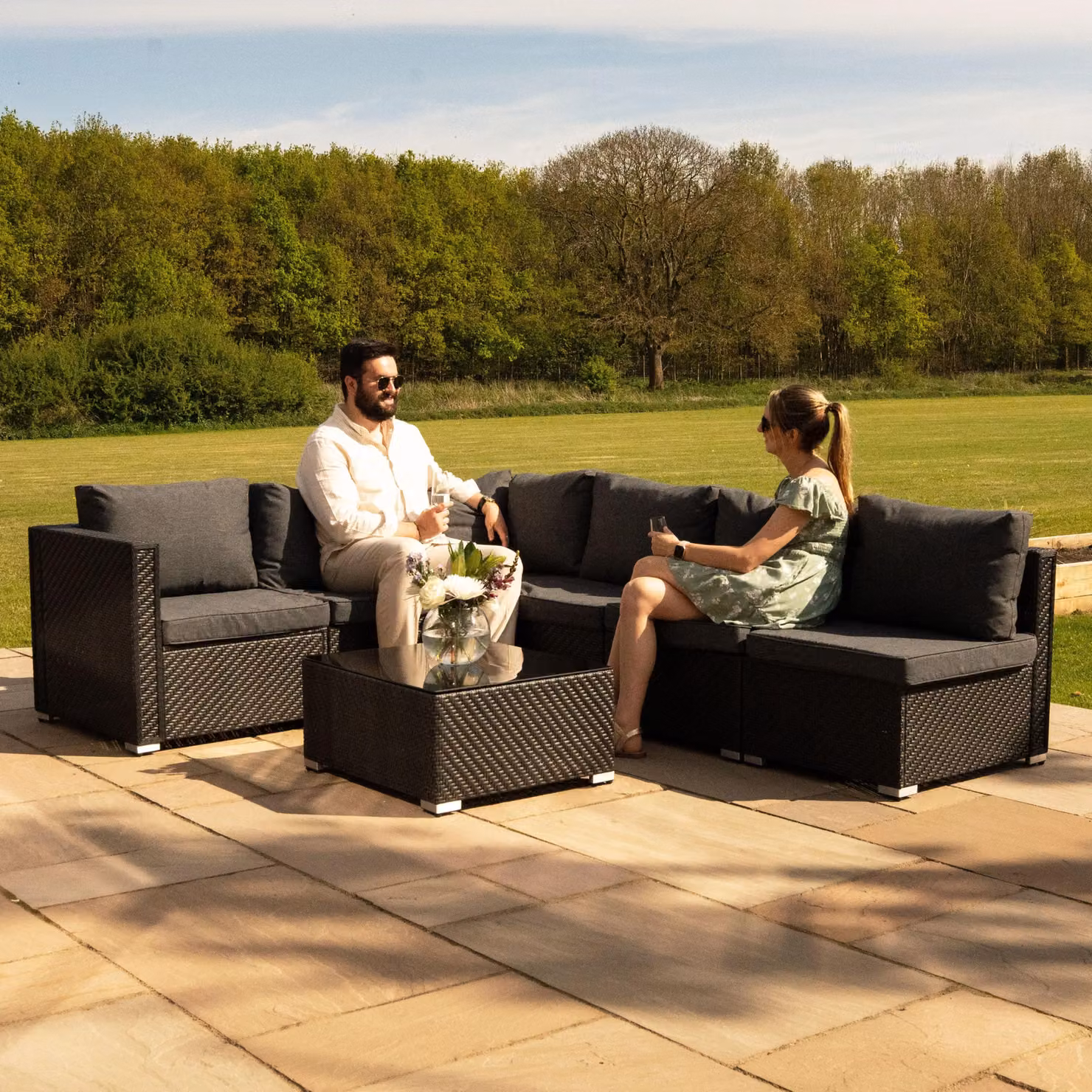 Monstershop Rattan Modular 7 Piece Furniture Set in Black – 3