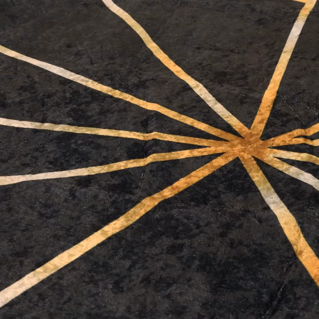 Berkfield Home Washable Anti Slip Round Rug in Black and Gold, Diameter: 100 cm – 3