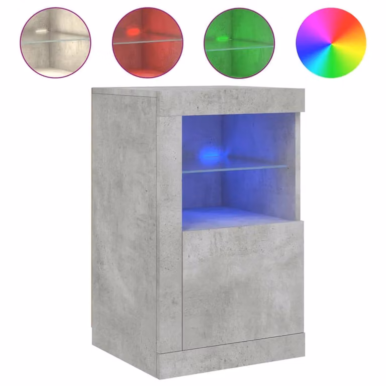 Berkfield Home Modern Side Cabinet with Integrated LED Lighting and Glass Doors in Matt Grey