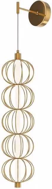 Netlighting Golden Cage Modern Integrated LED Wall Lamp in Gold/Brass with 3000K Warm White Light and 1100lm