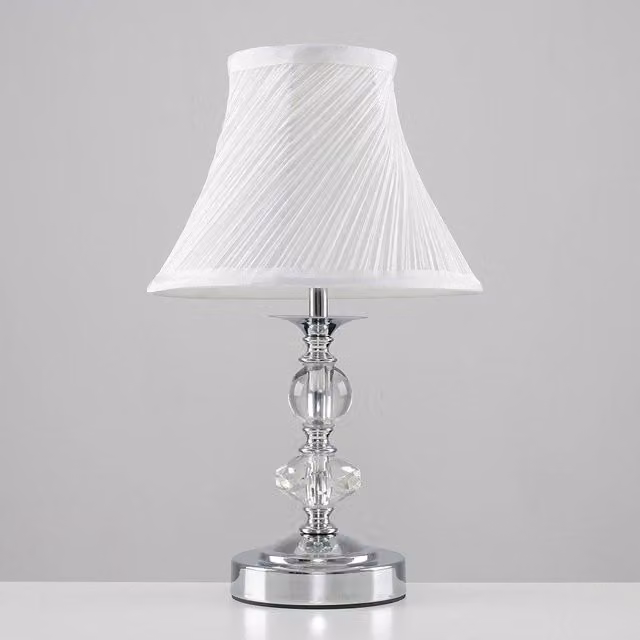 ValueLights Jaigier Silver Table Lamp with Touch Dimmer and White Shade – 1