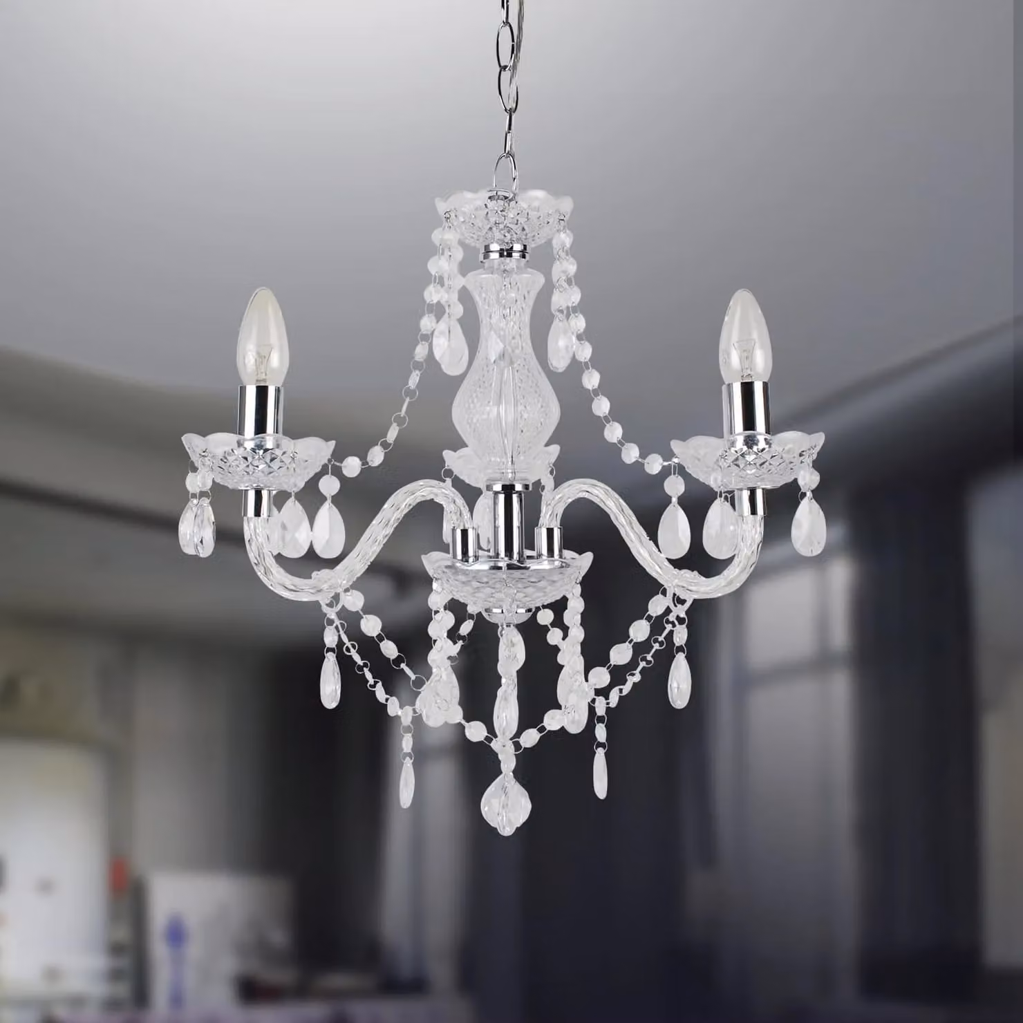 First Choice Lighting Marie Therese Style Chandelier in Chrome and Transparent Glass – 2