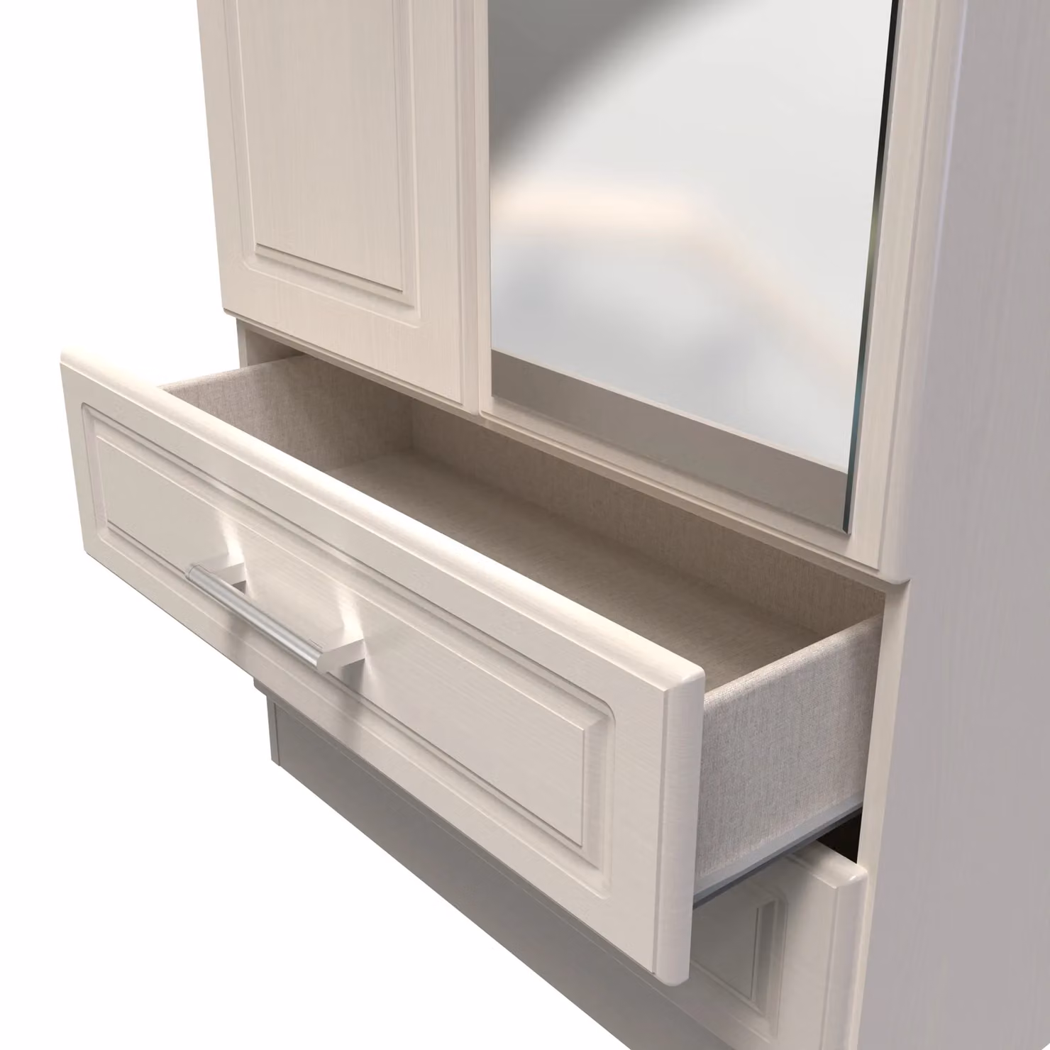 2 U Norfolk Ready Assembled Tall 2 Door Mirrored Wardrobe with 2 Drawers in Taupe – 3