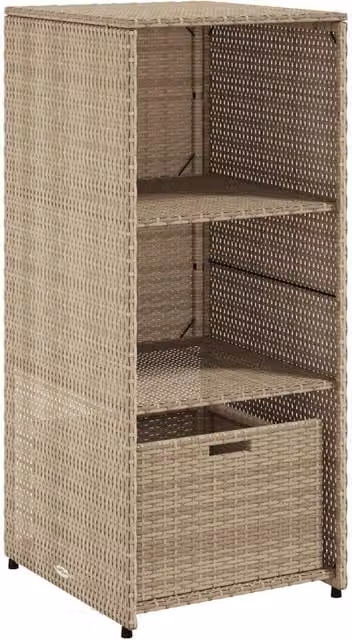 Berkfield Home Beige Poly Rattan Garden Storage Cabinet with Internal Shelves and Drawers W/D/H: 50 x 55 x 115 cm – 1