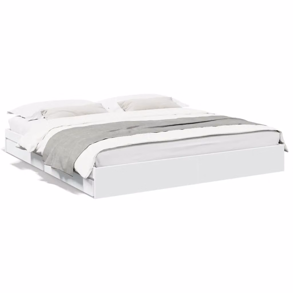 Berkfield Home Modern Bed Frame with Drawers, White, 200 x 200 cm – 2